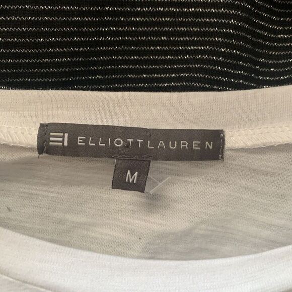 Elliott Lauren Size Medium Multicolor Metallic Stripe Layered Tunic Top Blouse - Picture 6 of 8